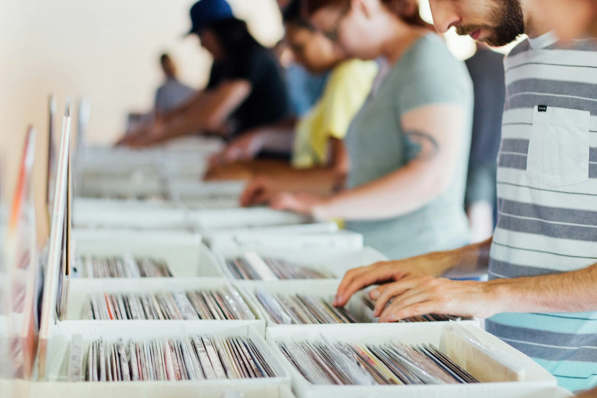 This record fair was held at a video studio with a white cyc wall and huge open windows. It was a beautiful setup.
